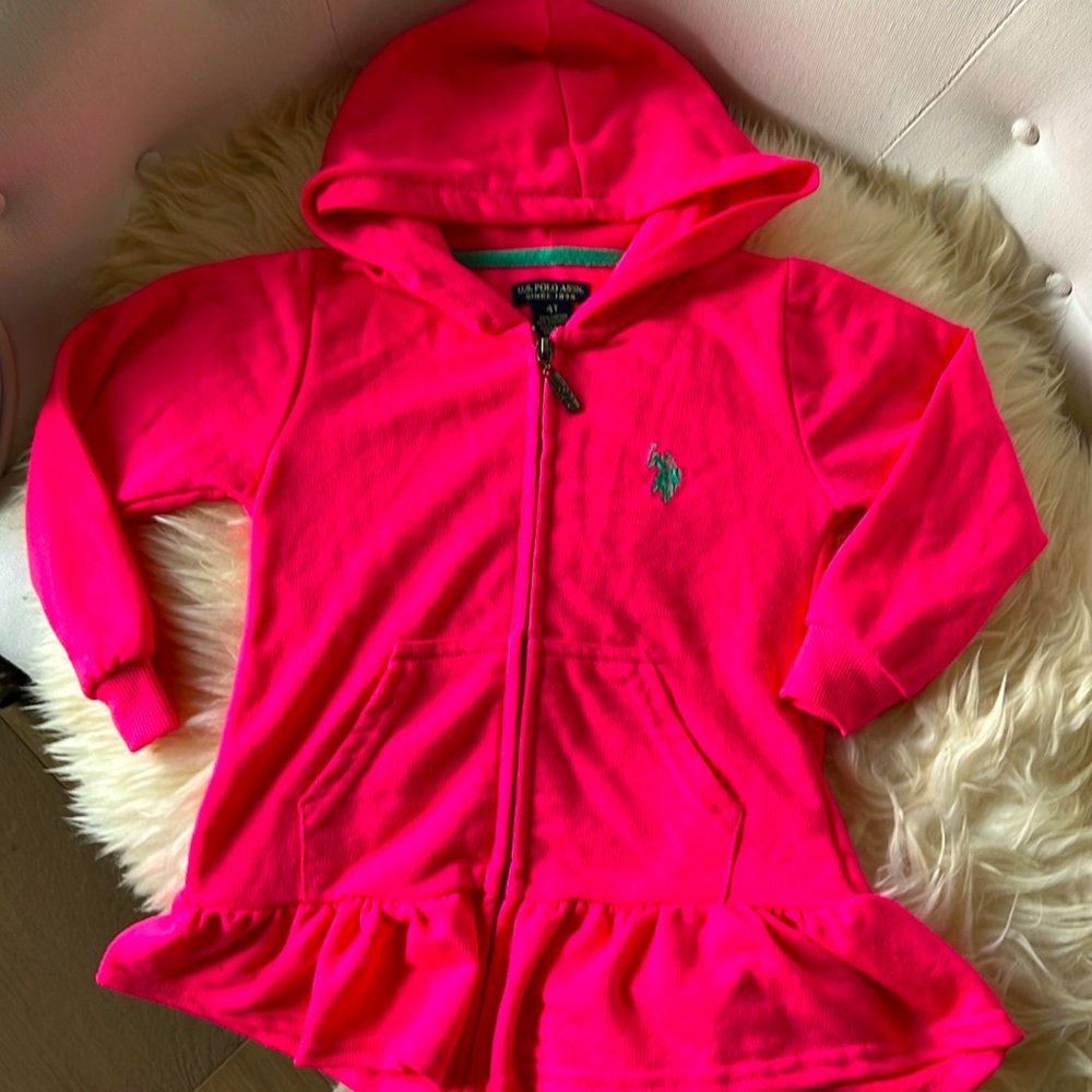 Polo Girls Hoodie in HOT PINk